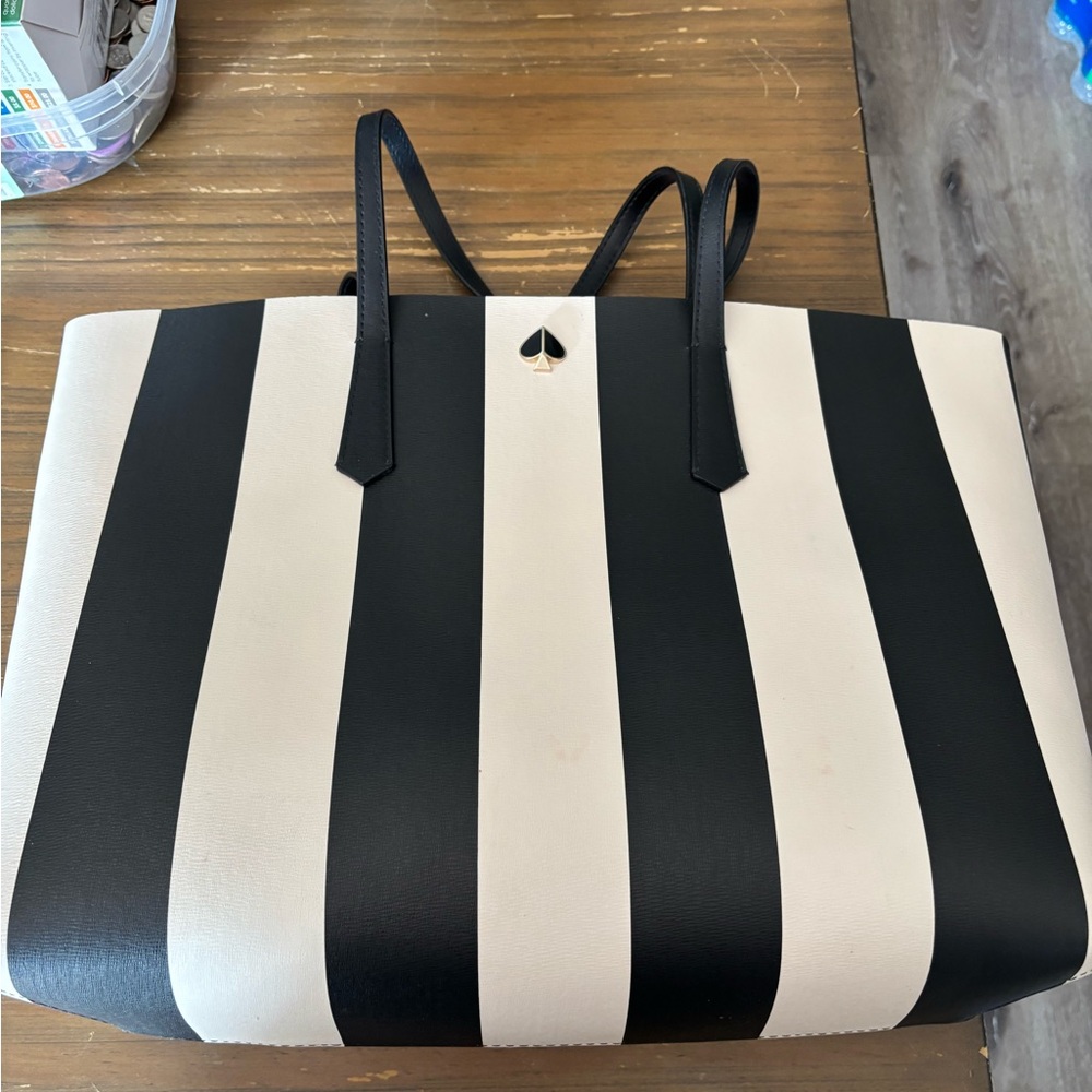 Kate Spade Black and White Striped Tote